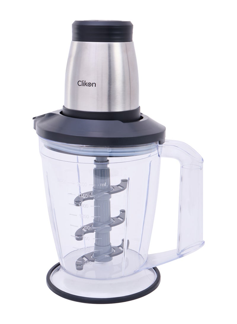 Vertical Glass Chopper and Mincer, 2L Glass Bowl Capacity with Removable Four Blade System Helps, Chop, ice crush, Mince, Grind and Puree 400 W CK2691 Multicolour