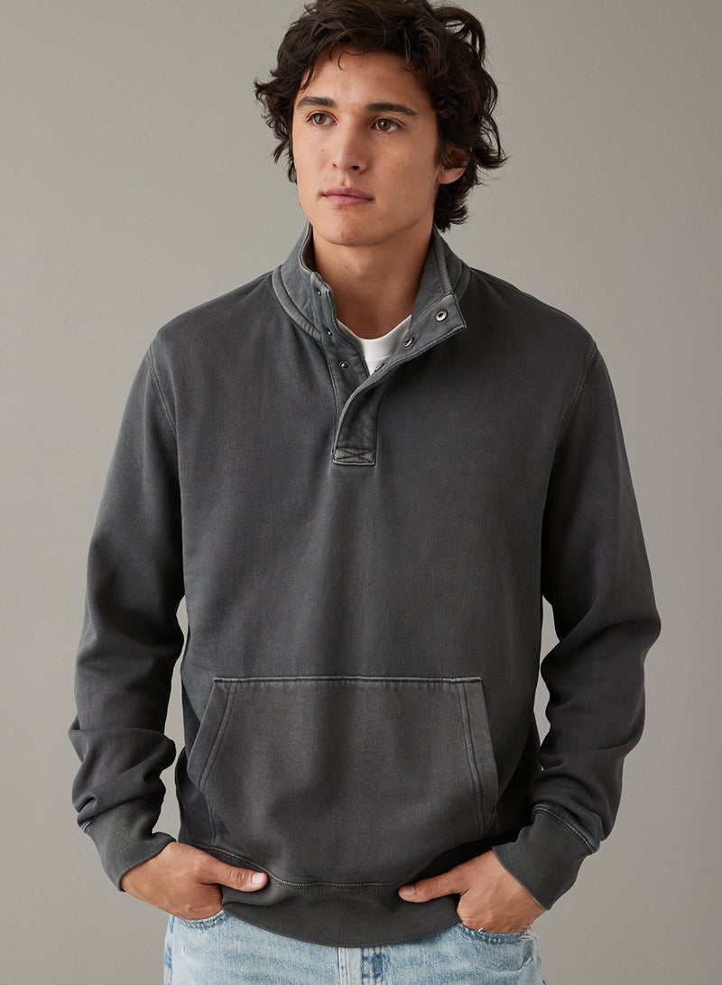 Quarter-Snap Mockneck Sweatshirt