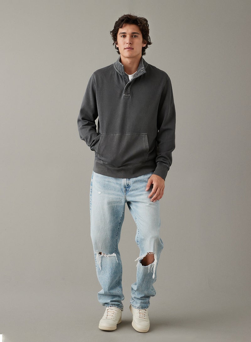 Quarter-Snap Mockneck Sweatshirt