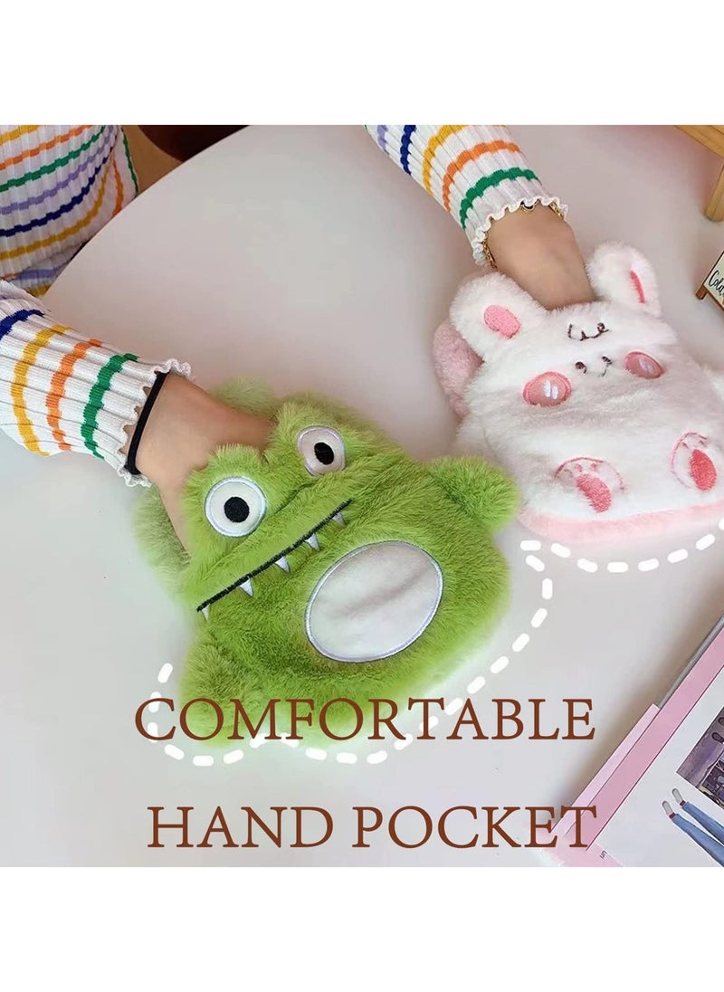 Hot Water Bag for Children, Cute Cartoon Hot Water Bottle for Pain Relief Warming Hands & Feet with Hand Pocket (Rabbit)