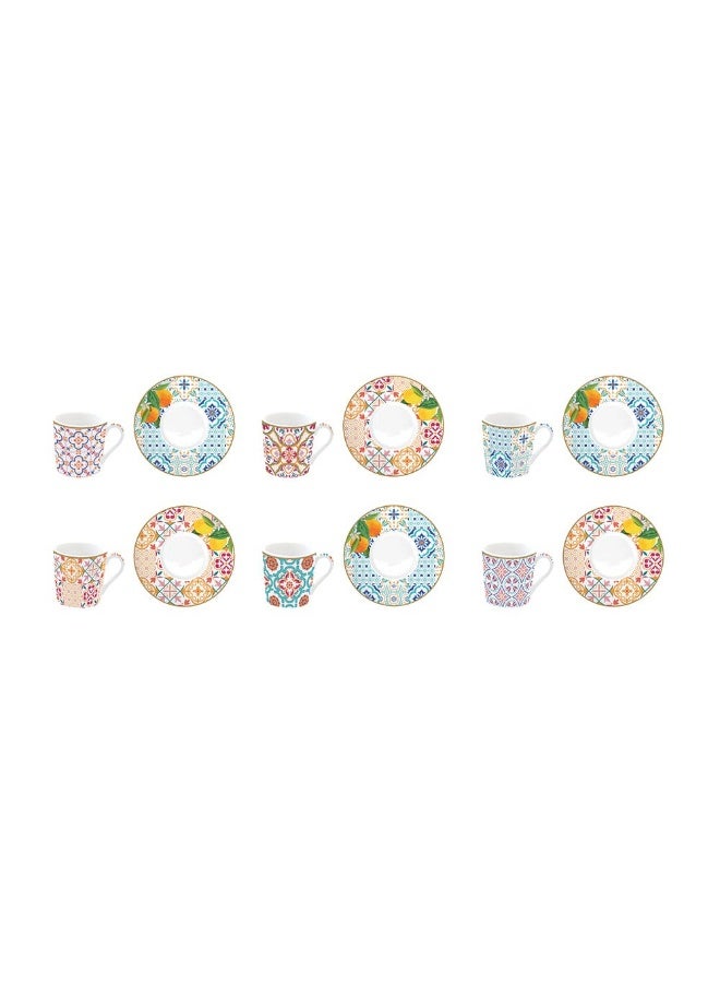 Siracusa 6 Coffee Cups And Saucer Sets Multicolour - 100 Ml