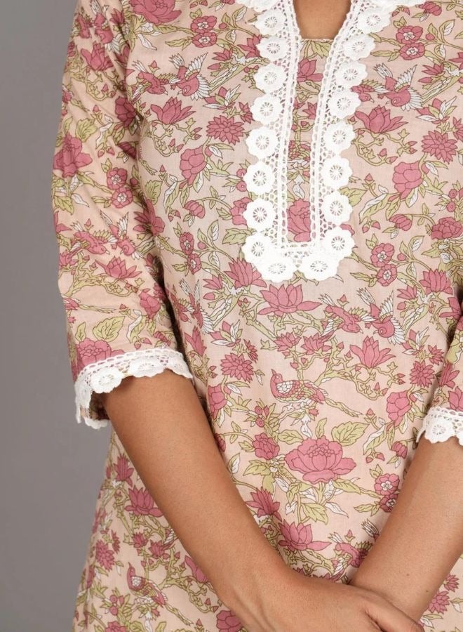 Mocha Lace Cotton Kurta