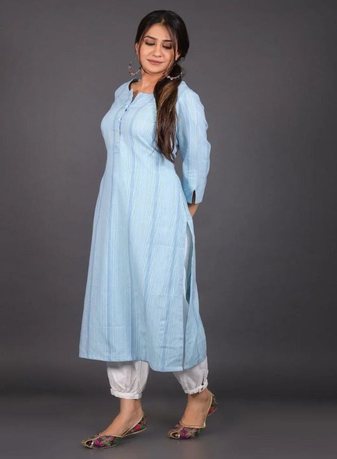 Sky Striped Kurta In South Cotton