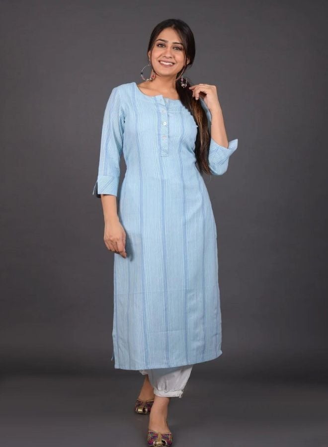 Sky Striped Kurta In South Cotton