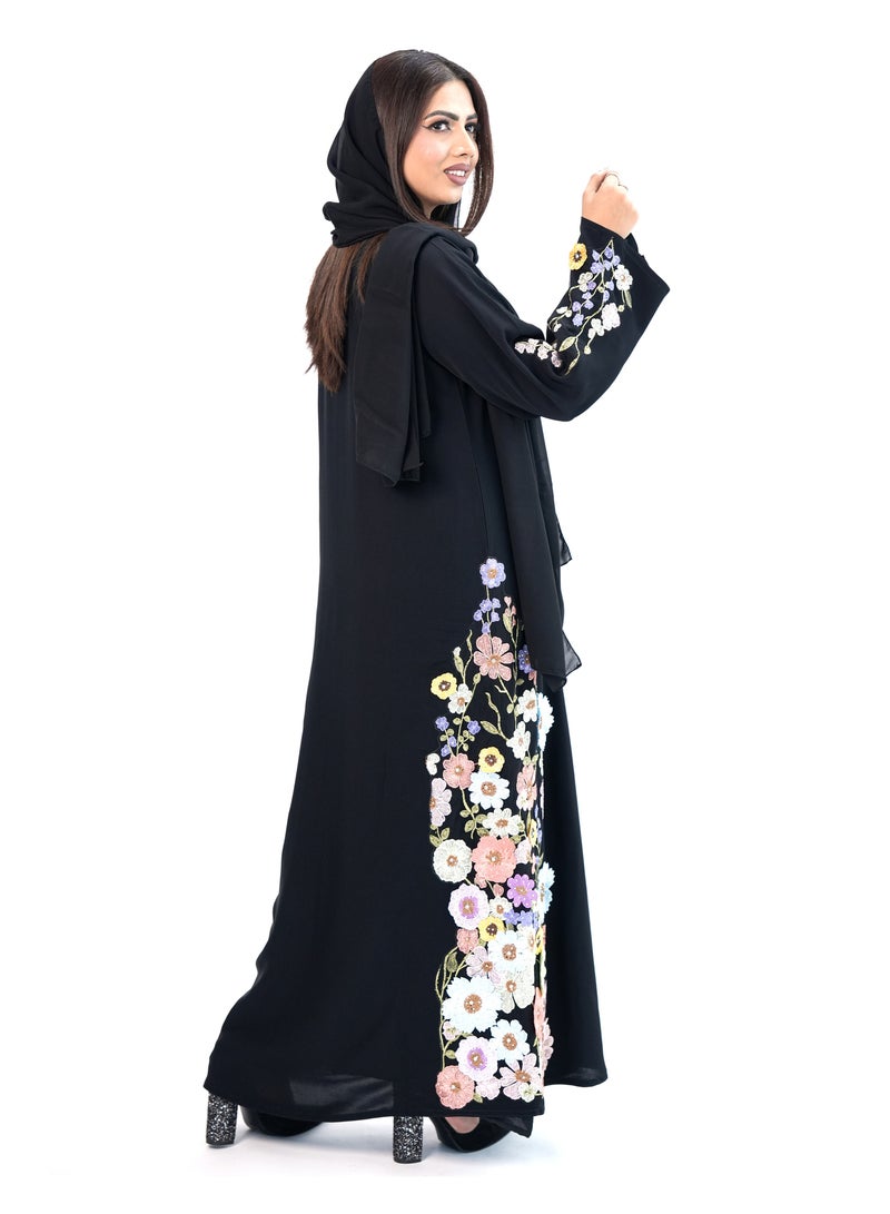 Flower Lace Abaya for Women - Premium Korean Nida Fabric