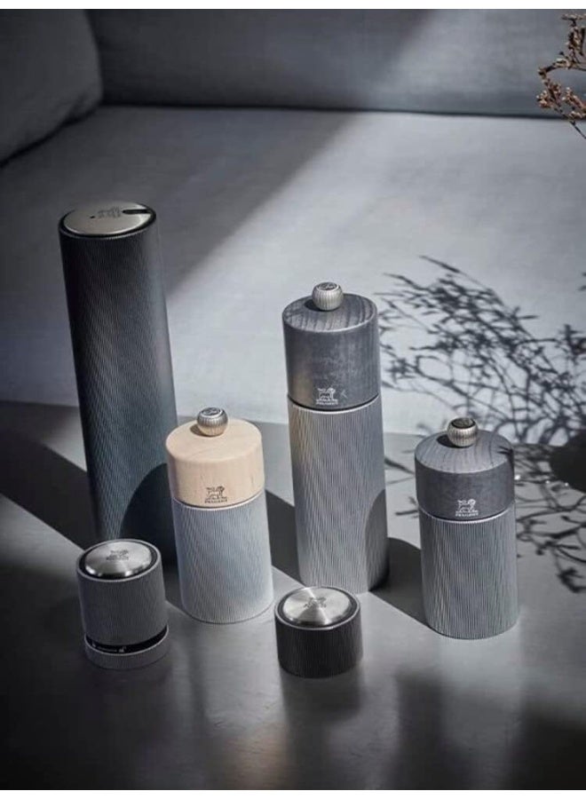 Peugeot Line Salt Mill 12cm Natural. Wood & Aluminum Body. Mechanism with . Made in France.