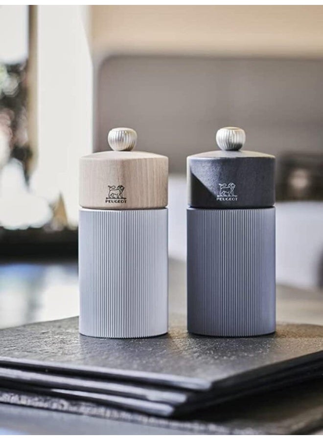 Peugeot Line Salt Mill 12cm Natural. Wood & Aluminum Body. Mechanism with . Made in France.