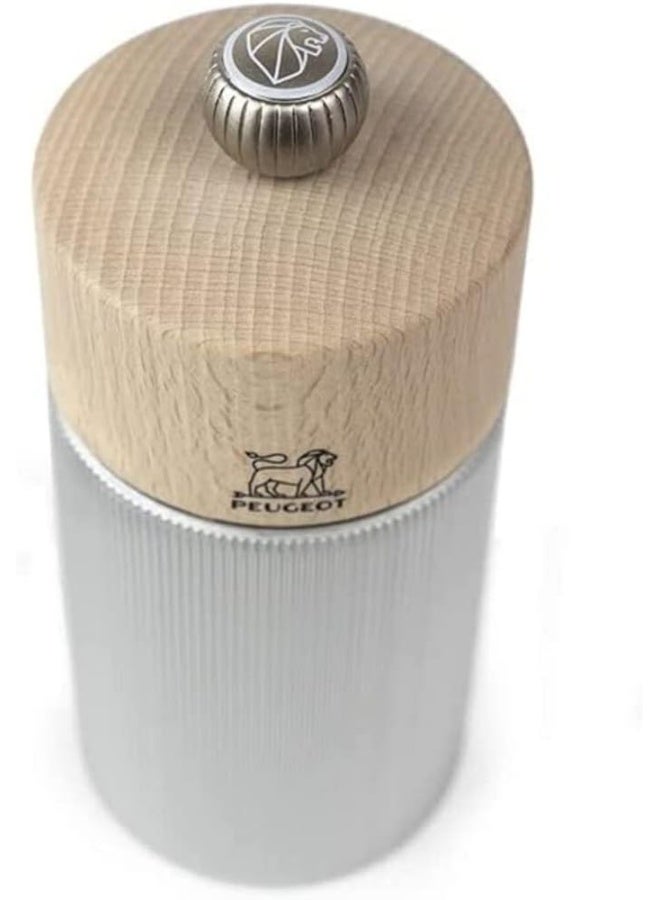 Peugeot Line Salt Mill 12cm Natural. Wood & Aluminum Body. Mechanism with . Made in France.
