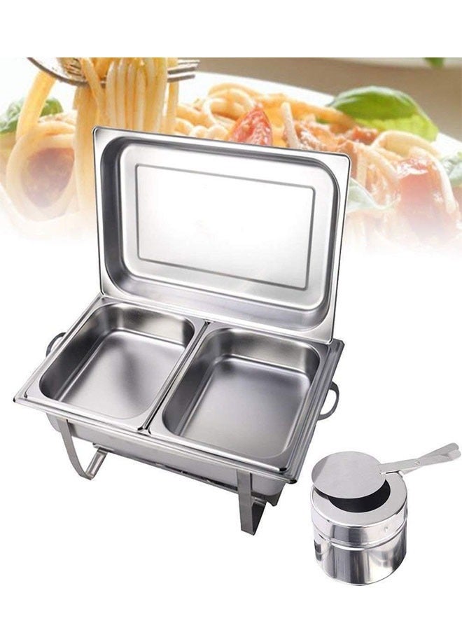 Stainless Steel Chafing Dish With Lid Silver 2 Grids