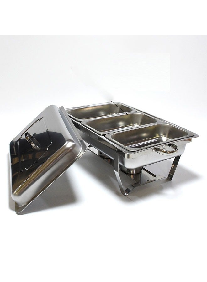 Stainless Steel Chafing Dish With Lid Silver 3 Grids