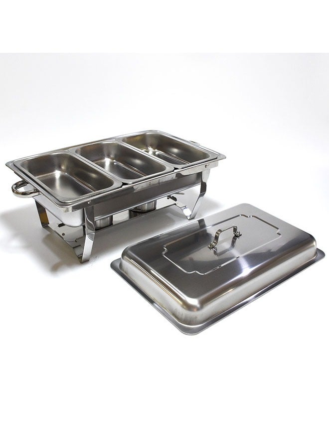 Stainless Steel Chafing Dish With Lid Silver 3 Grids