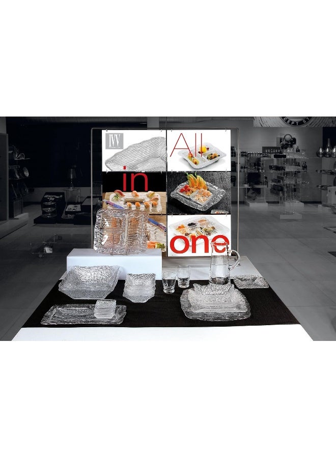 IVV Glassware All in One Rectangular Platter, 17-3/4 by 8-1/2-Inch, Clear