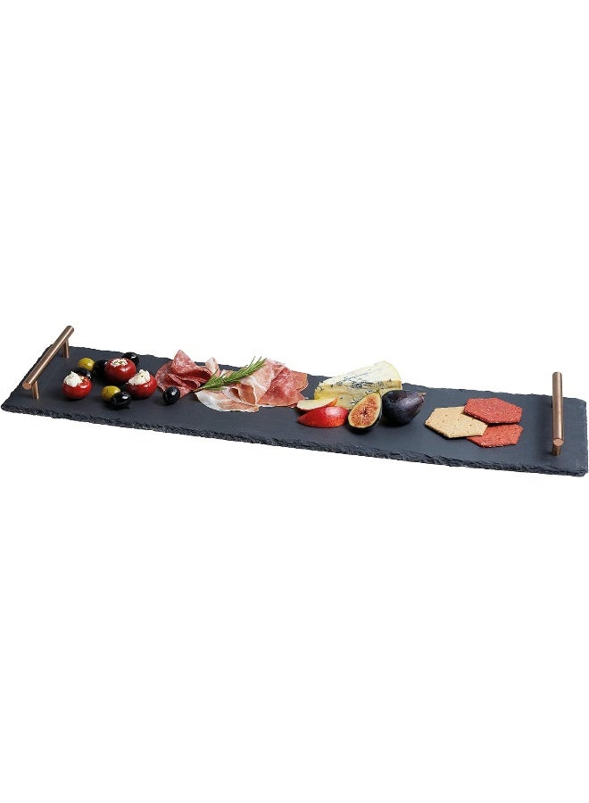 Artesa Kitchencraft Kitchen Craft Slate Serving Platter With Handles, 60 cm X 15 cm Size, Black, 60 X 15 X 3.5 cm