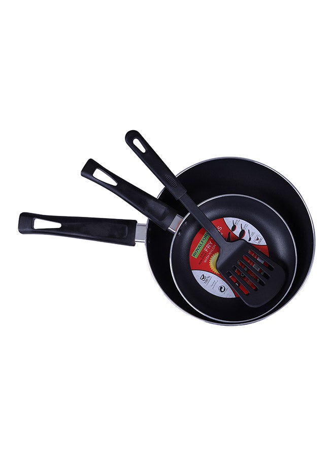 2-Piece Non-Stick Fry Pan Set With Slotted Turner Red/Black 18, 24cm