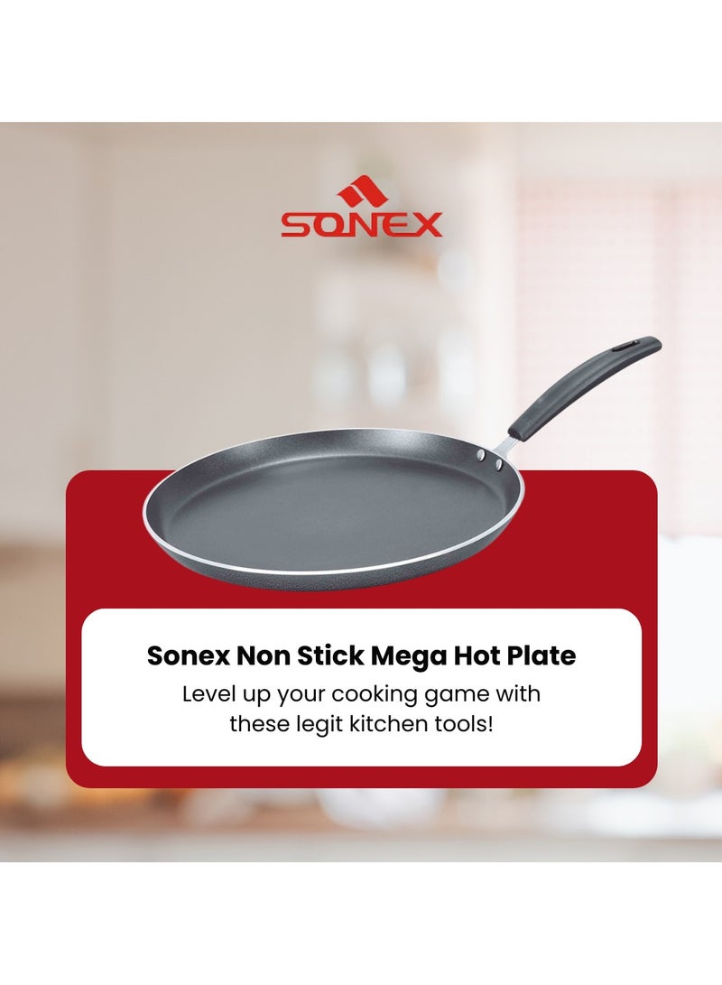 Sonex Non Stick Mega Hot Plate 34.5cm, Even Heating, High Quality Aluminium, Premium Non-Stick Coating & Bakelite Heat Resistant Handle, Long Lasting Construction Durable Construction, Easy to Clean