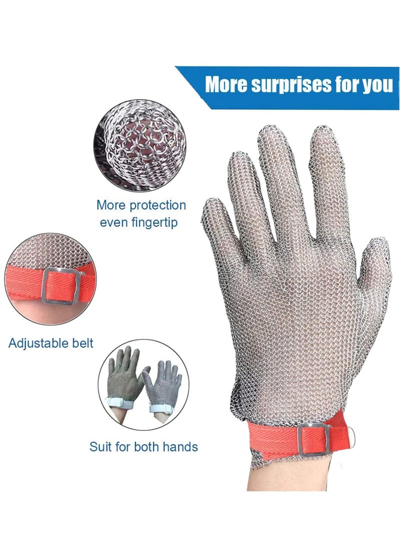 Cut Resistant Gloves Stainless Steel Wire Metal Mesh Butcher Safety Work Gloves for Cutting, Slicing Chopping and Peeling