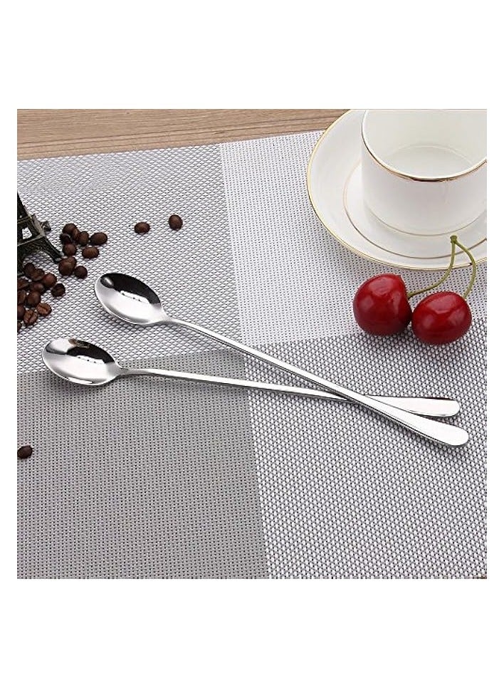 Long Handle Stirring Spoon, Set of 10 Stainless Steel Mixing Spoon for Iced Tea, Coffee, Cocktail, Milkshake