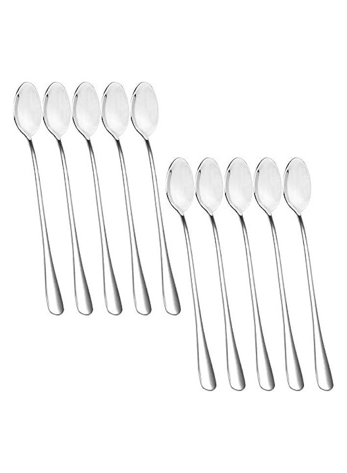 Long Handle Stirring Spoon, Set of 10 Stainless Steel Mixing Spoon for Iced Tea, Coffee, Cocktail, Milkshake