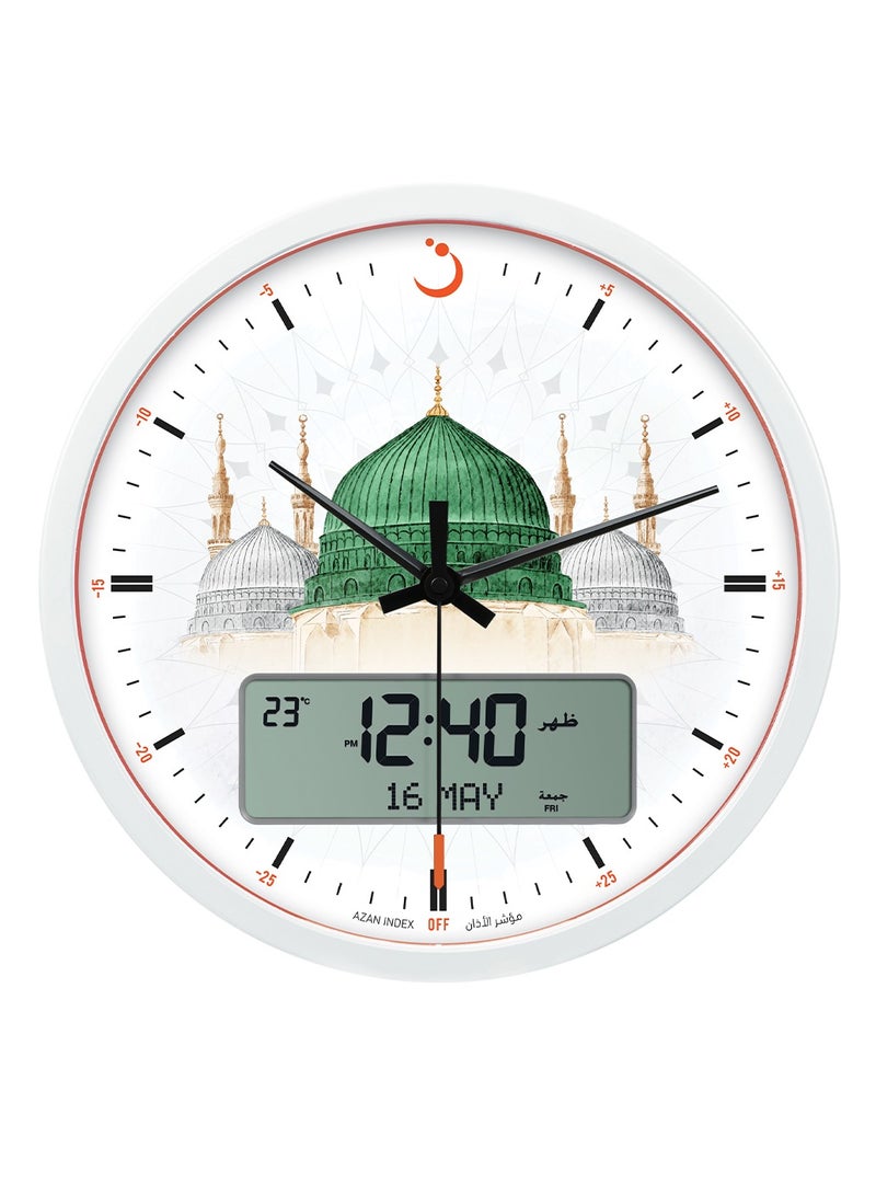 Azaan Analog-Digital Prayer Clock Medinah Design CR-23