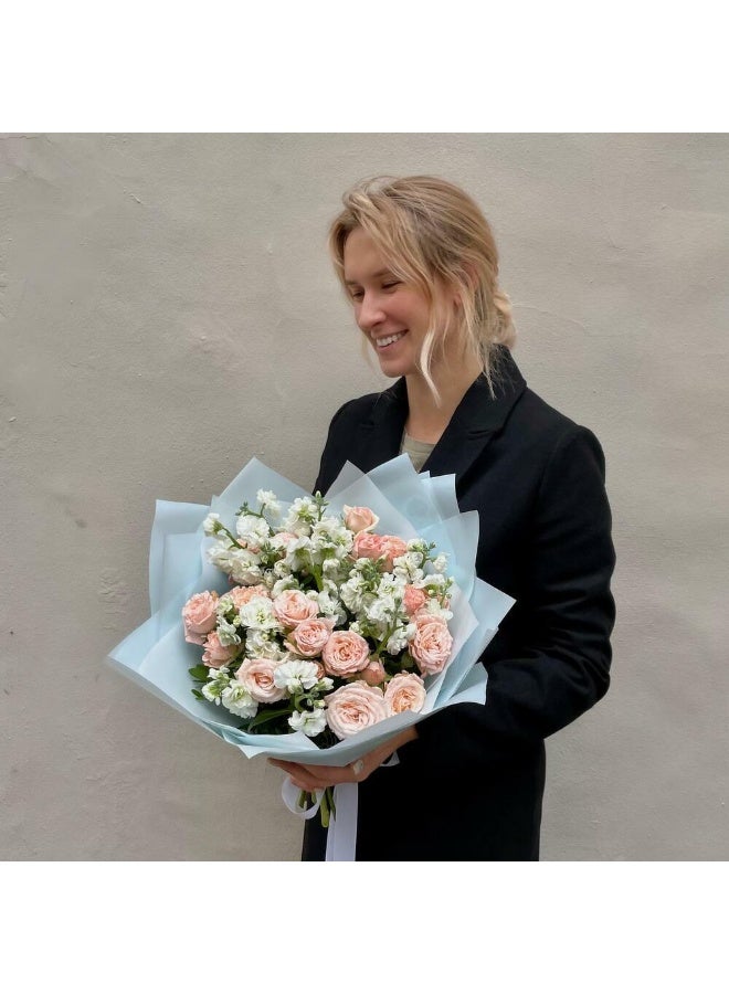 Bouquet Of Matthiola And Pink Bombastic Roses