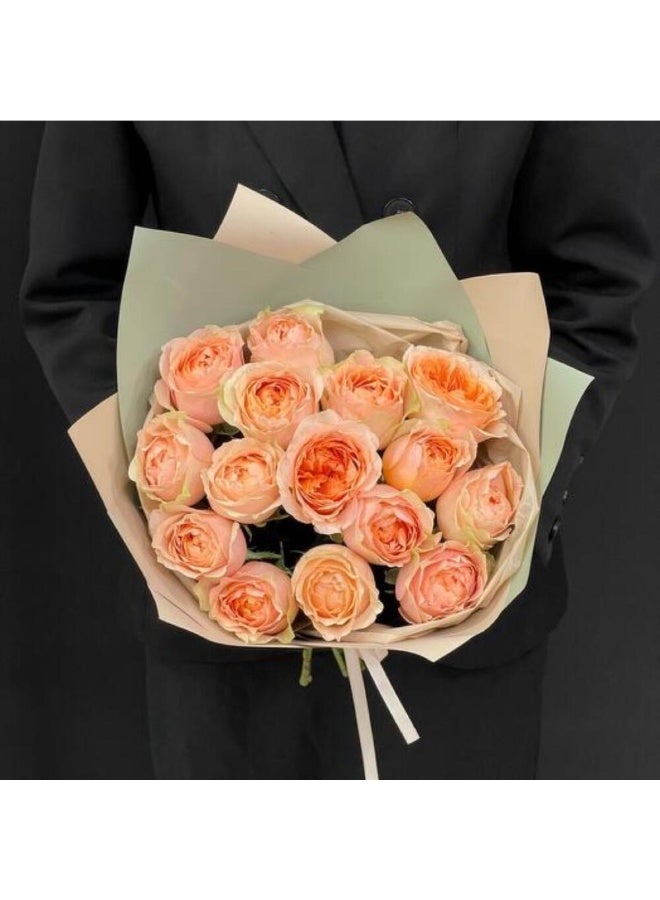 Lush Peach Garden Rose Bouquet