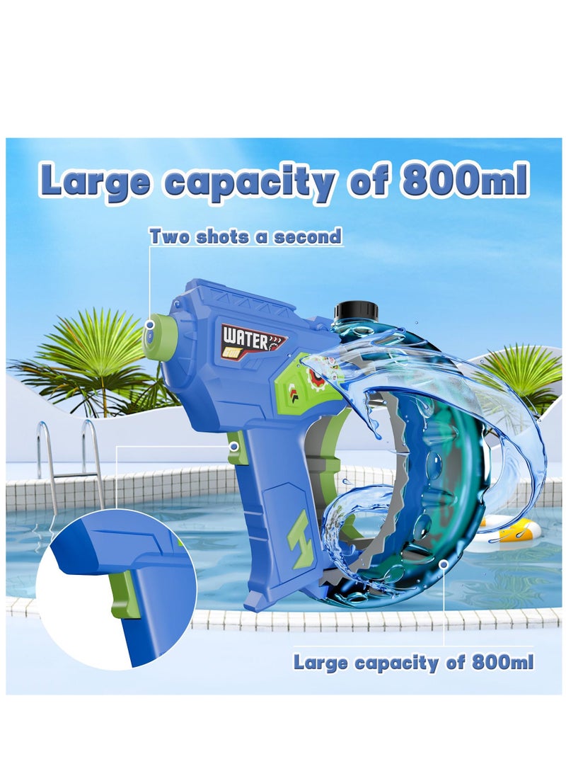 Electric Water Guns for Adult Kid, 32+ FT Range Powerful Classic Water Squirt, Strongest Full Auto WaterPistol High Capacity 800+ Water Blaster, Summer Outdoor Swimming Pool Water Toy, Blue