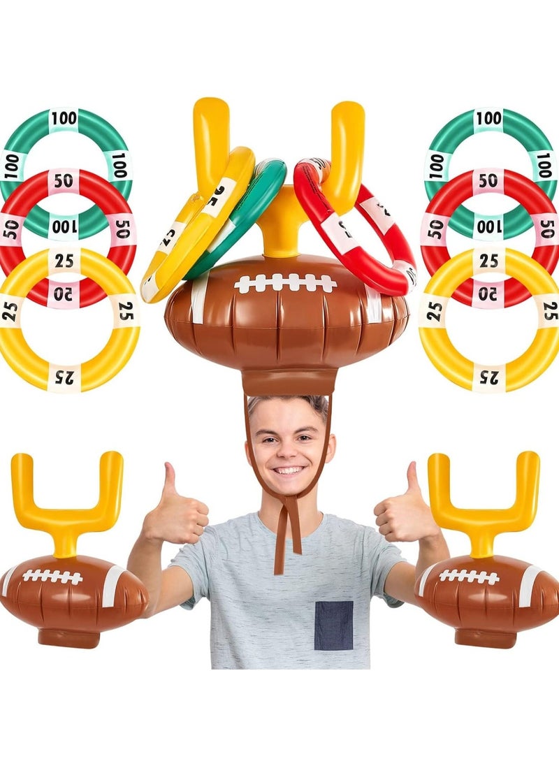 Inflatable Post Ring Toss Football Goal Post Ring Toss Game Include 2 Pieces Toss Post Hat 6 Pieces Ring Toss Goal Post for Boys Girls Football Party Games(2 Set)