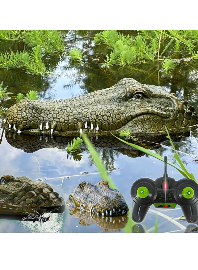 2.4 GHz Remote Control Alligator Head RC Boats Water Toys for Pools and Lakes Large Decoy and Floating Crocodile Head Prank High Simulation Alligator Head RC Boats Prank Toys for Adults and Kids