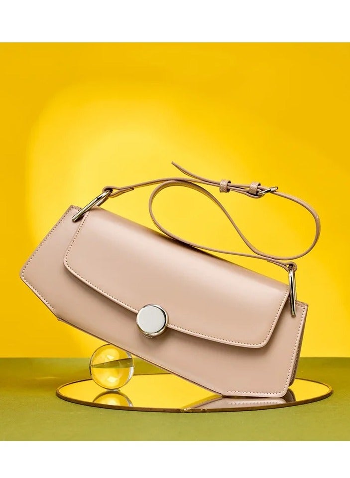 Genuine Leather Handbags for Women Crossbody Bag Women's Handbag Vintage Handbag Metal Frame Kiss Lock Shoulder Bag Tote Bag Shoulder Bag - Apricot