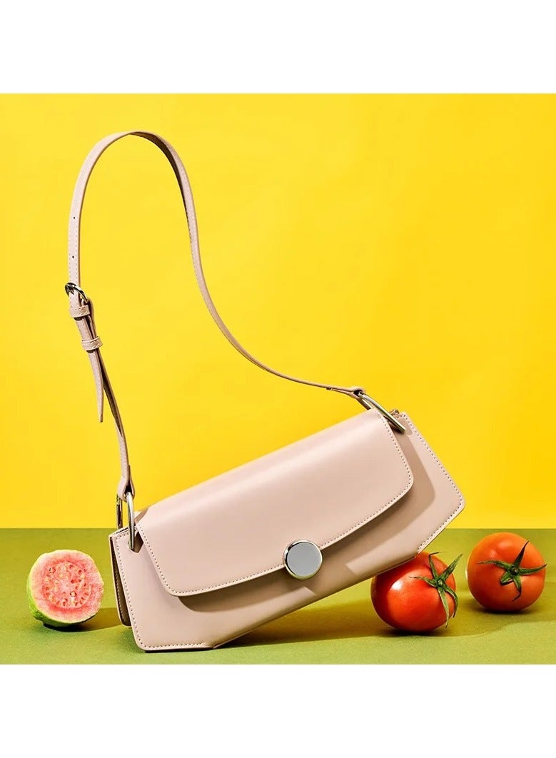 Genuine Leather Handbags for Women Crossbody Bag Women's Handbag Vintage Handbag Metal Frame Kiss Lock Shoulder Bag Tote Bag Shoulder Bag - Apricot