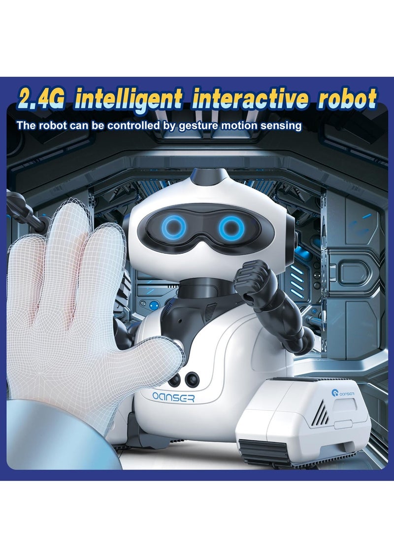 Robot Toys Rechargeable Smart Remote Control Robot with Voice Control Gesture Sensing RC Shining LED Eyes Dancing Singing Recording Repeat  Robot Gifts for Boys and Girls Age 3+