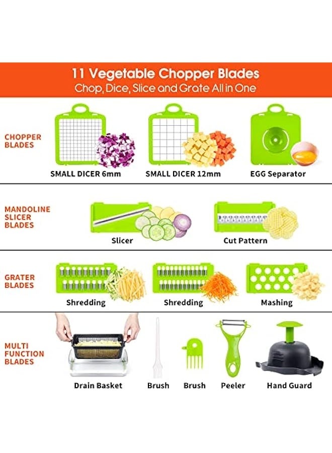 Vegetable Chopper, Pro Onion Chopper, 15 in 1Multifunctional Food Chopper, Kitchen Vegetable Slicer Dicer Cutter,Veggie Chopper With 8 Blades,Carrot and Garlic Chopper With Container (Grey)…