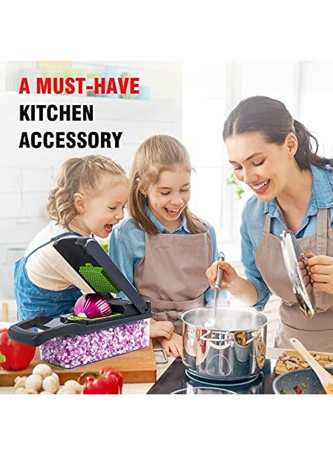 Vegetable Chopper, Pro Onion Chopper, 15 in 1Multifunctional Food Chopper, Kitchen Vegetable Slicer Dicer Cutter,Veggie Chopper With 8 Blades,Carrot and Garlic Chopper With Container (Grey)…