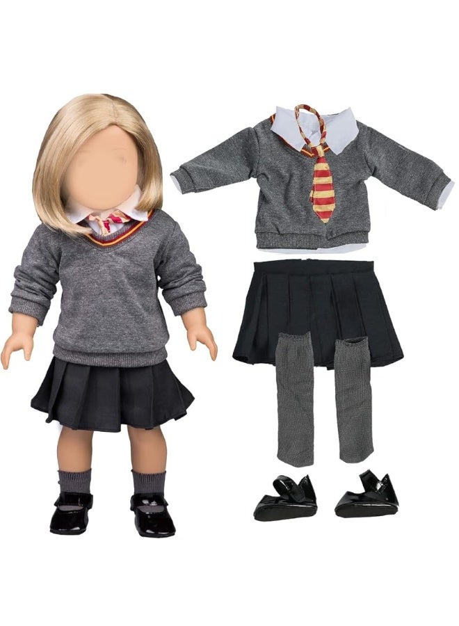 6pc Hermione Granger Inspired Outfit 18 Doll Clothes  Accessories Compatible w American Girl Dolls Hogwarts Like School Uniform Includes Sweater Shirt Skirt Tie Socks  Shoes