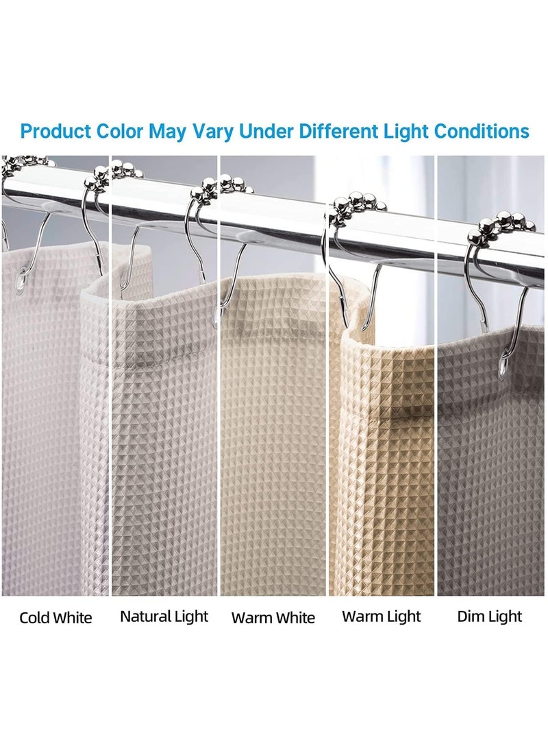 Premium Shower Curtain Thick Fabric Waffle Weave Design 5-Star Hotel Quality, Waterproof Mildew-proof No Smell Washable with 12 Plastic Hooks for Bathroom (khaki, 180 x 200cm)