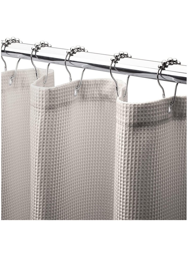 Premium Shower Curtain Thick Fabric Waffle Weave Design 5-Star Hotel Quality, Waterproof Mildew-proof No Smell Washable with 12 Plastic Hooks for Bathroom (khaki, 180 x 200cm)