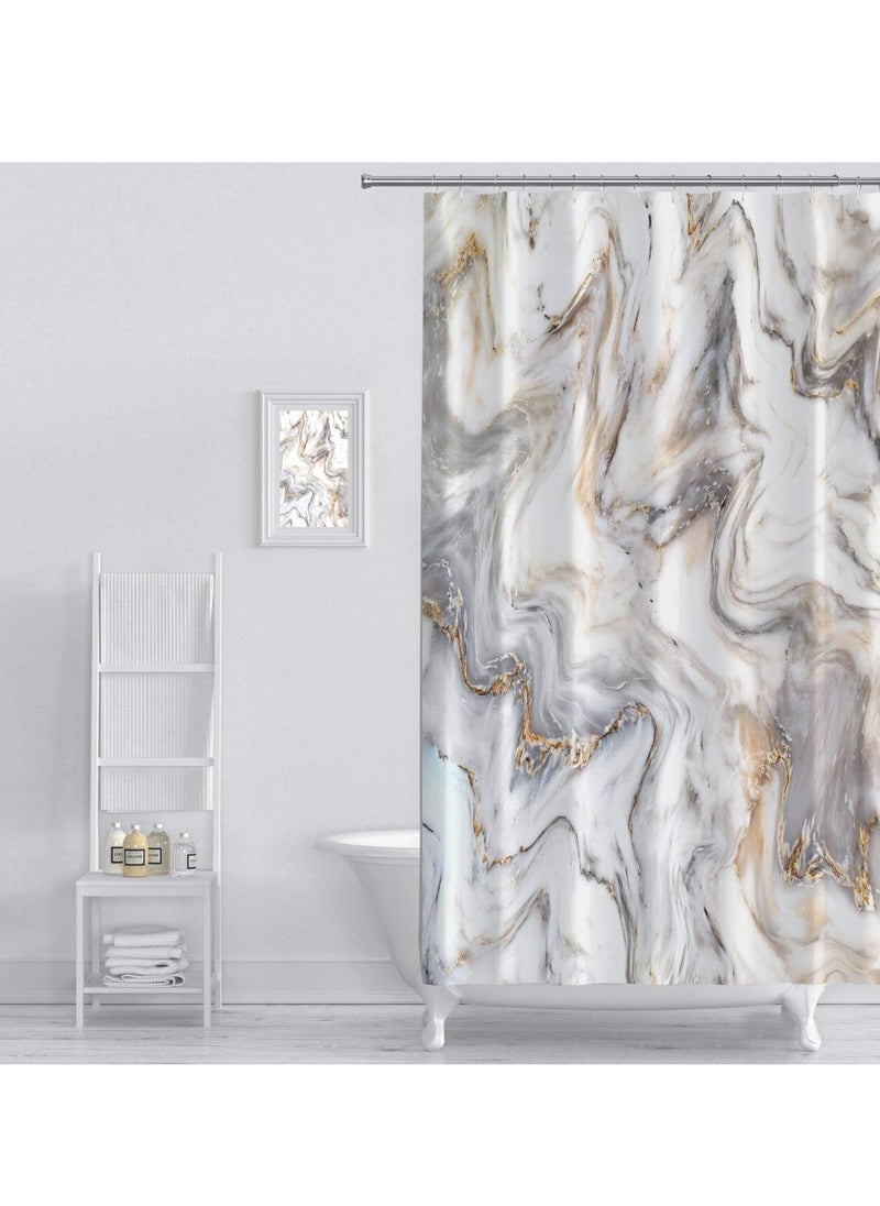 Grey Gold Marble Shower Curtain Liner 70 x 70in , Waterproof Abstract Modern Shower Curtain for Standard Bathtub, Luxury Shower Curtain for Bathroom Decor, Washable Fabric Shower Curtain Set