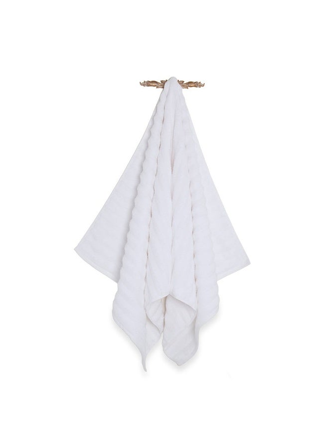 Wave Zero Twist Bath Towel White - 650Gsm 76X152Cm