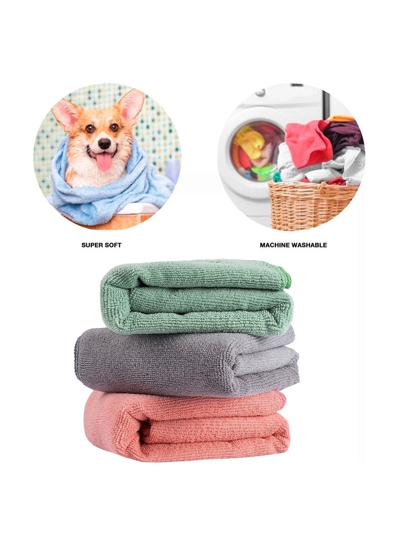 3Pcs Microfiber Dog Towel Large Pet Bath Towels Bathing Supplies Beach Accessories Quick Fast Drying Super Absorbent Lightweight Cat and Puppy Shower Essentials for Muddy Paw