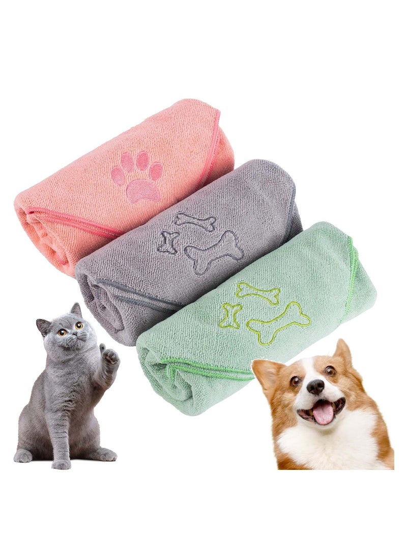 3Pcs Microfiber Dog Towel Large Pet Bath Towels Bathing Supplies Beach Accessories Quick Fast Drying Super Absorbent Lightweight Cat and Puppy Shower Essentials for Muddy Paw