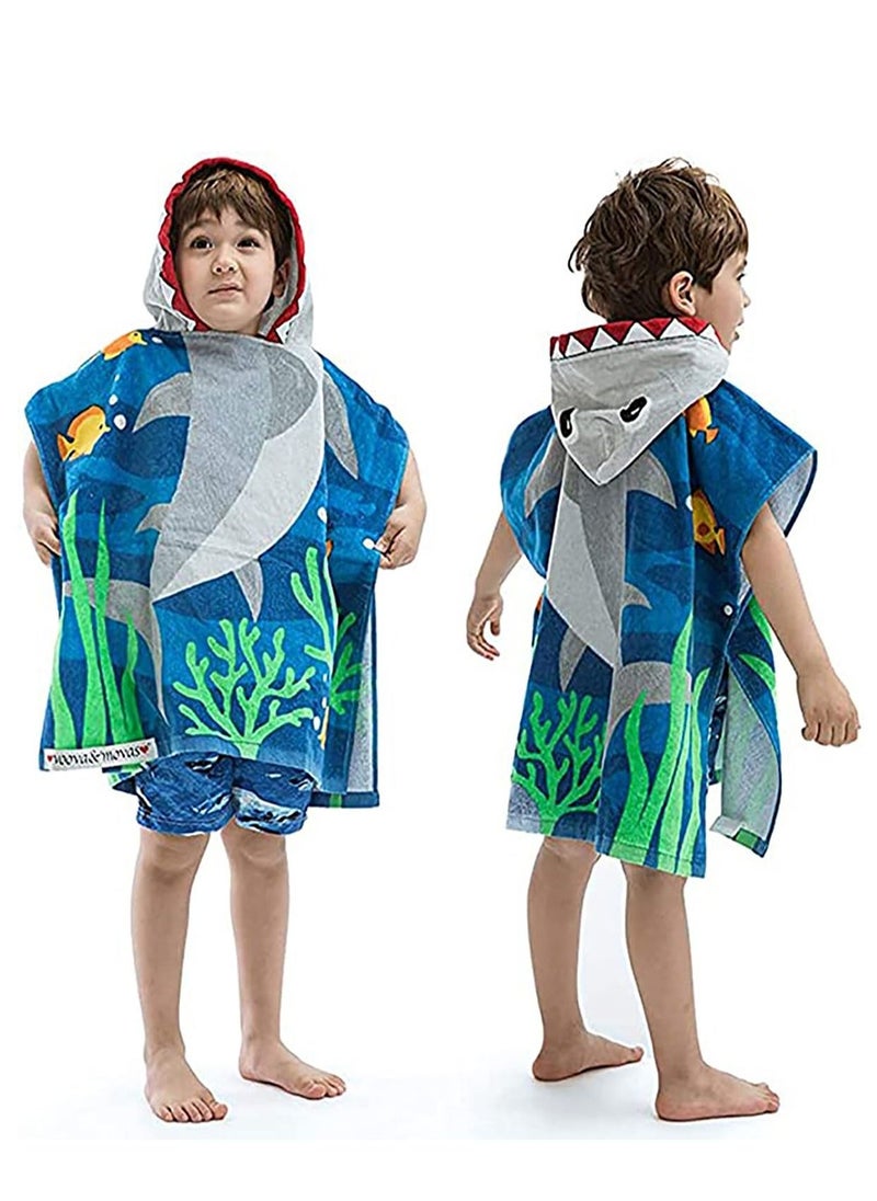 Kids Hooded Towel, Multi-purpose Children’s Pool, Beach Swimming, Bathroom Children’s Shark Blouse, Use for Boys Girls 12m to 5 Years, 48