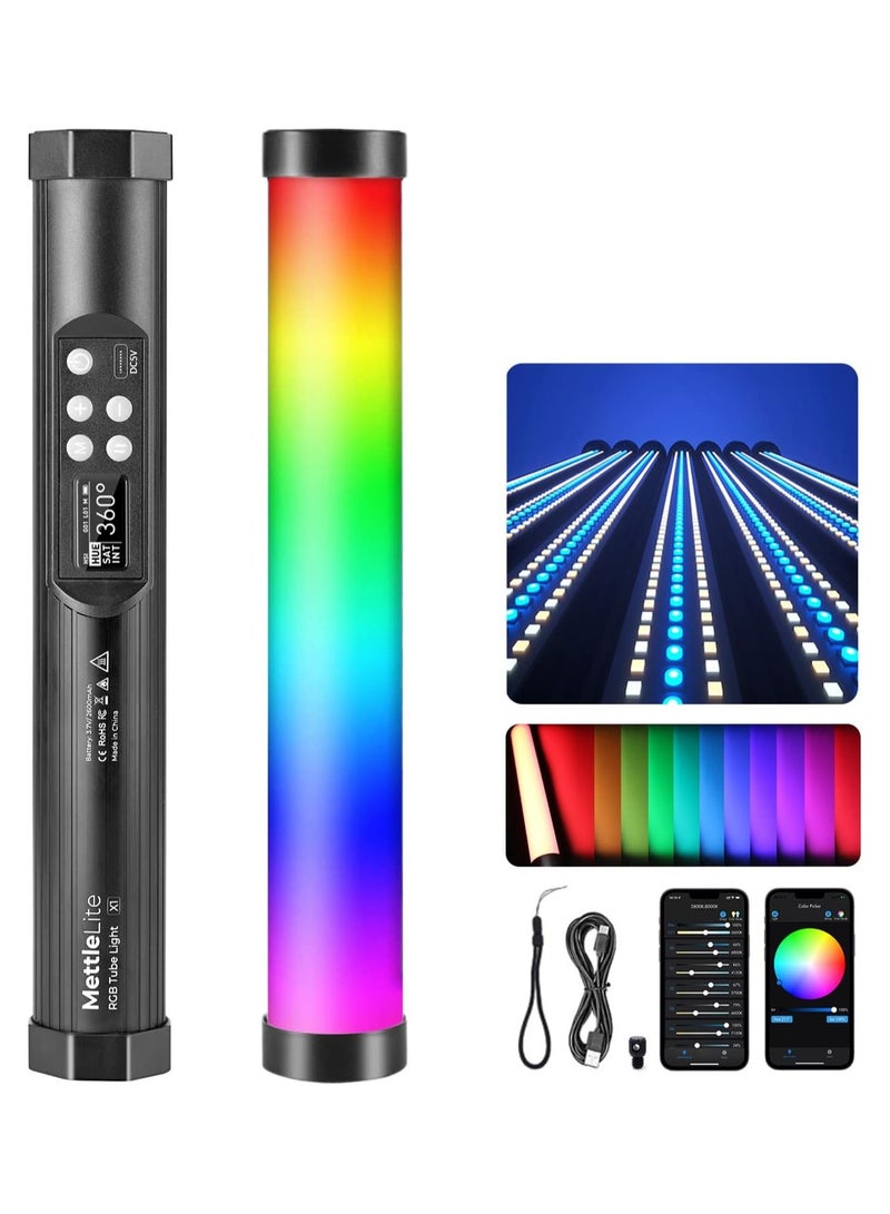 TLX1 RGB Tube Light and LS400C RGB Light Stick Full Color Video Light with APP Control RGB CCT HSI Mode LED Light Bundle