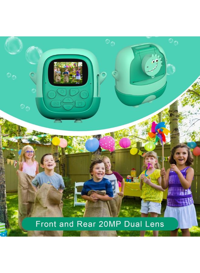 Kids Camera for Girls Boys,Instant Camera for Kids with 32GB SD Card Reversible Lens Video Digital Camera with Print Photo Paper, Birthday Gifts Toy for 3-12 Year Old 5 Colour Pens (Green)