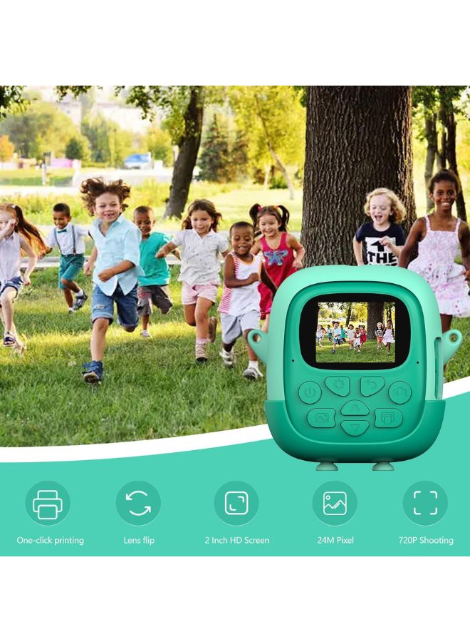 Kids Camera for Girls Boys,Instant Camera for Kids with 32GB SD Card Reversible Lens Video Digital Camera with Print Photo Paper, Birthday Gifts Toy for 3-12 Year Old 5 Colour Pens (Green)