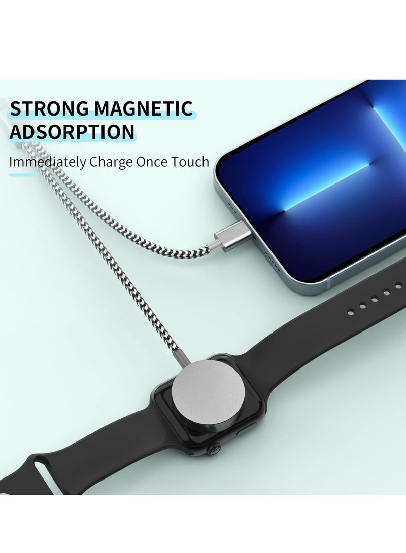 Watch Charger Magnetic Charging Cord, 2 in 1 Portable Wireless Charger Cable Compatible with Watch Series 7 SE 6 5 4 3 2 Work for iPhone 13/12 Pro Max / 11 / XR/XS/X / 8 Plus