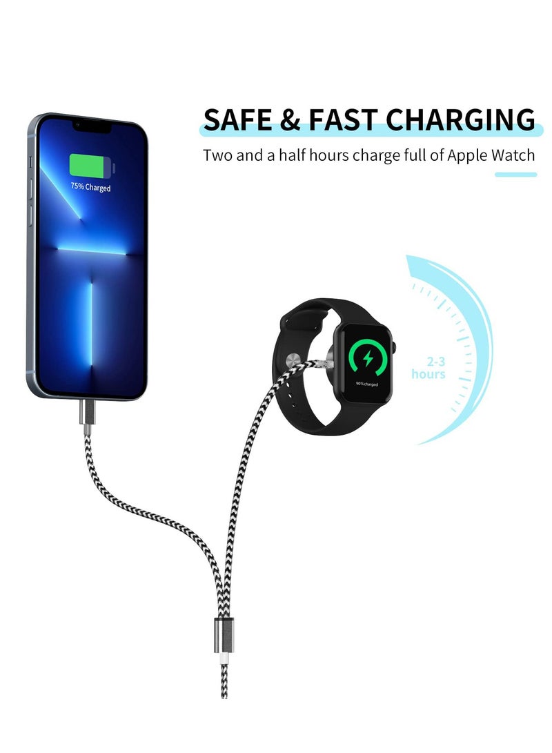 Watch Charger Magnetic Charging Cord, 2 in 1 Portable Wireless Charger Cable Compatible with Watch Series 7 SE 6 5 4 3 2 Work for iPhone 13/12 Pro Max / 11 / XR/XS/X / 8 Plus