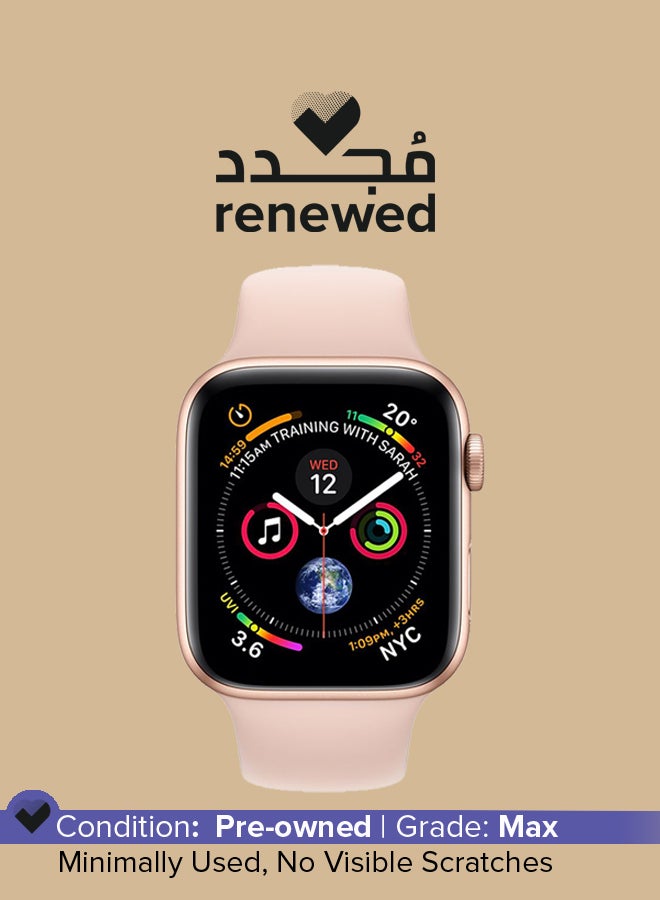 Renewed- Watch Series 4-40 mm GPS Gold Aluminum Case With Pink Sand Sport Band