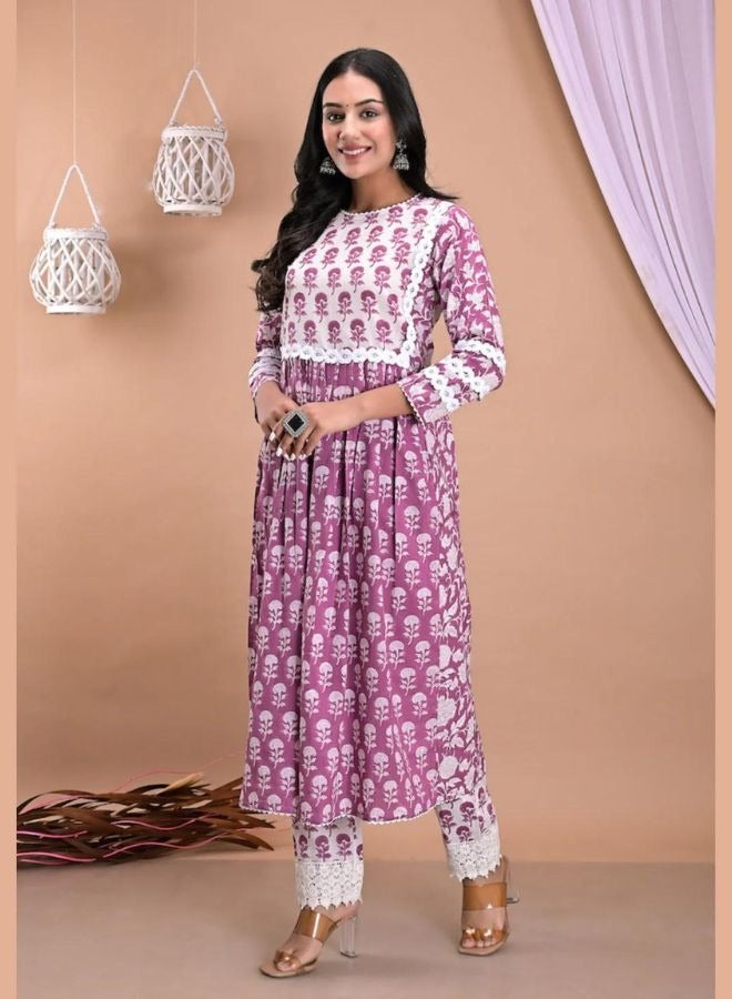 Mauve Wine Kurta Pant Set