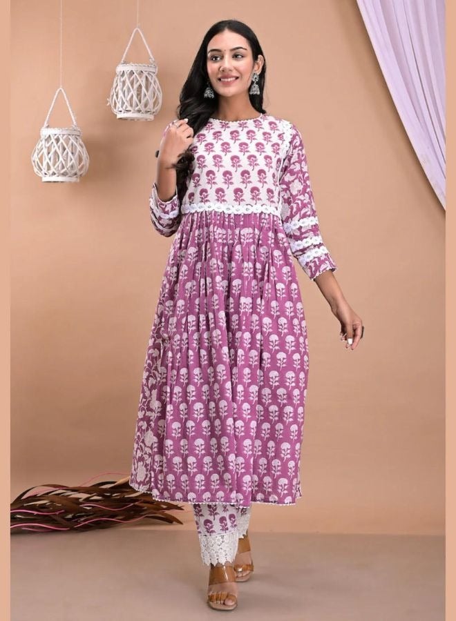 Mauve Wine Kurta Pant Set