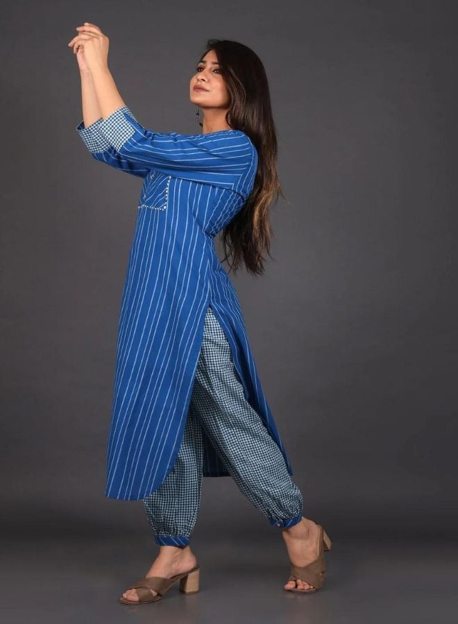 Ocean Blue Lantern Pant Kurta Set